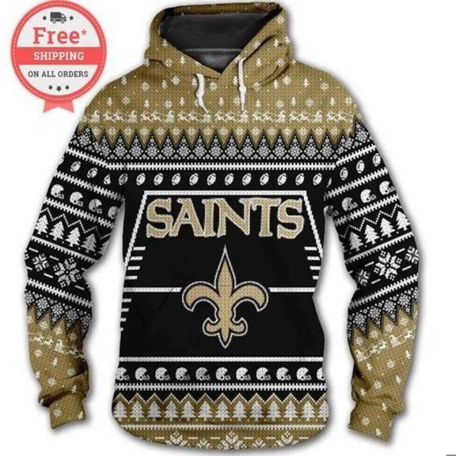 New Orleans Saints Christmas Hoodie Unisex 3D All Over Print