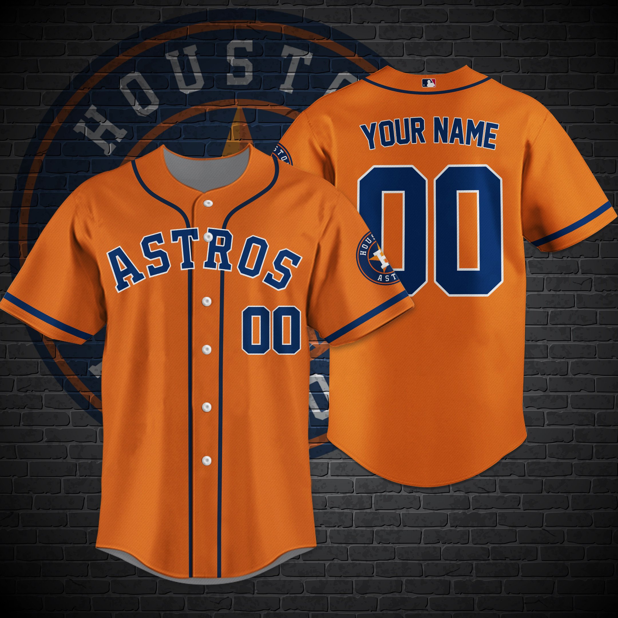 Houston Astros Custom Name Baseball Shirt M-32339