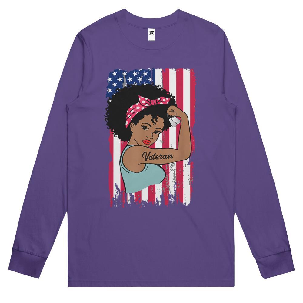 Strong Female African American Veteran Long Sleeve T Shirts