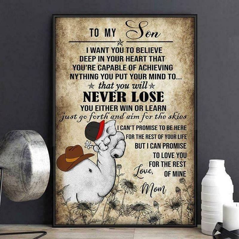 Elephants To My Son I Can Promise To Love You For Rest Poster Canvas