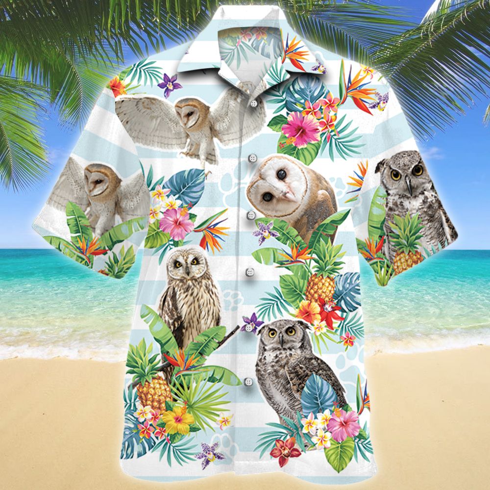 Owl Tropical Flower Hawaiian Shirt For Aloha Ha17027