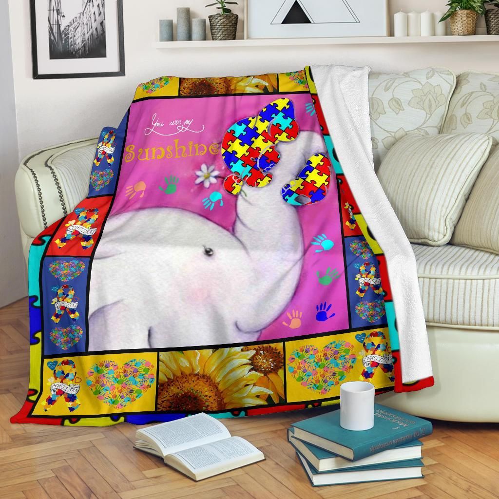 Autism Elephant You Are My Sunshine Clm2812038S Sherpa Fleece Blanket