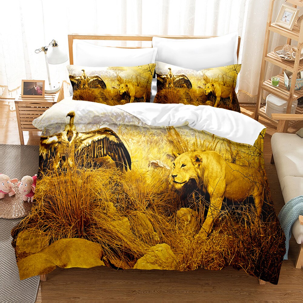 3D The Lion Bedding Sets Duvet Cover Set With Pillowcase Twin Full Queen King Bedclothes Bed Linen