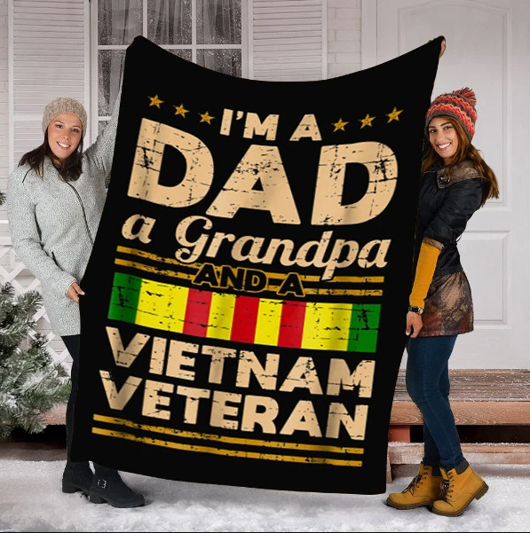 Vietnam Veteran Gift, Vietnam Veteran Dad Gift, Veteran’S Day Gift, Vietnam Veteran Dad Fleece Blanket