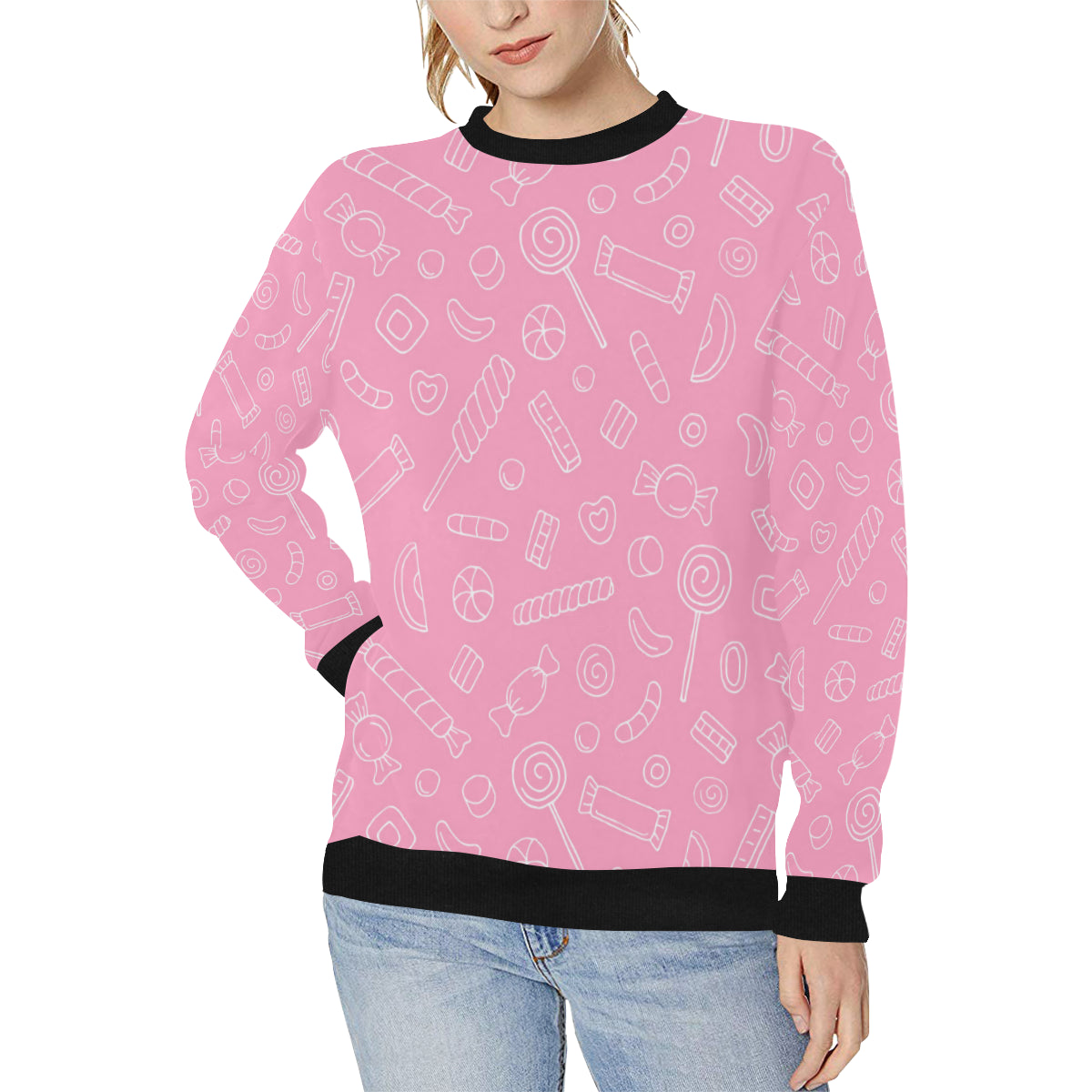 Sweet candy pink background Women’s Crew Neck Sweatshirt