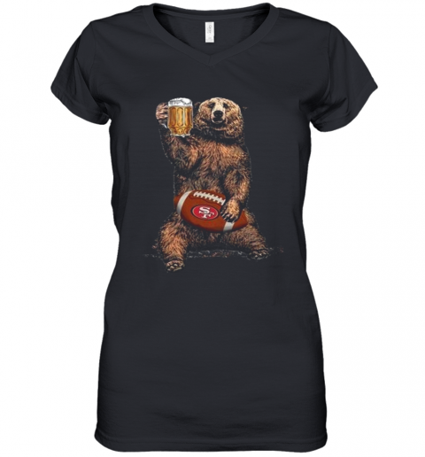 Bear Hug San Francisco 49Ers Football Drink Beer Women’S V-Neck T-Shirt