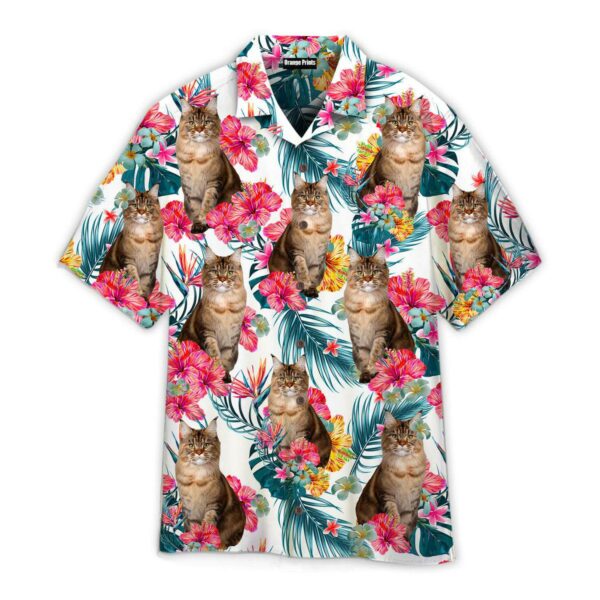 Tropical Leaves And Flowers Maine Coon Cats Pattern Hawaii Shirt For Men Women Ha54006