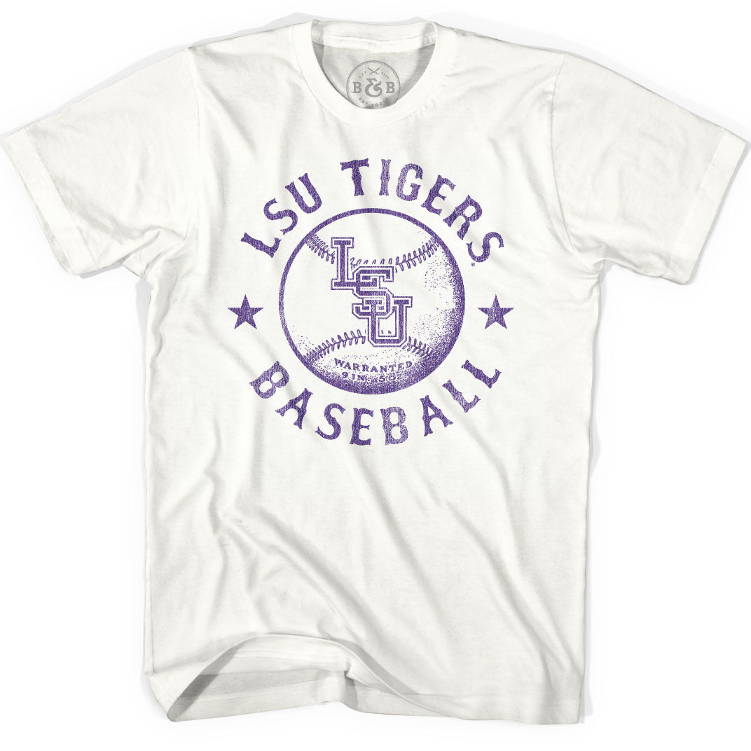 B&B Dry Goods LSU Tigers Baseball Warranted Tri-Bend T-Shirt – Natural