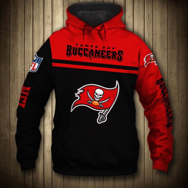 Tampa Bay Buccaneers 3D Skull Zip Hoodie Pullover Sweatshirt S