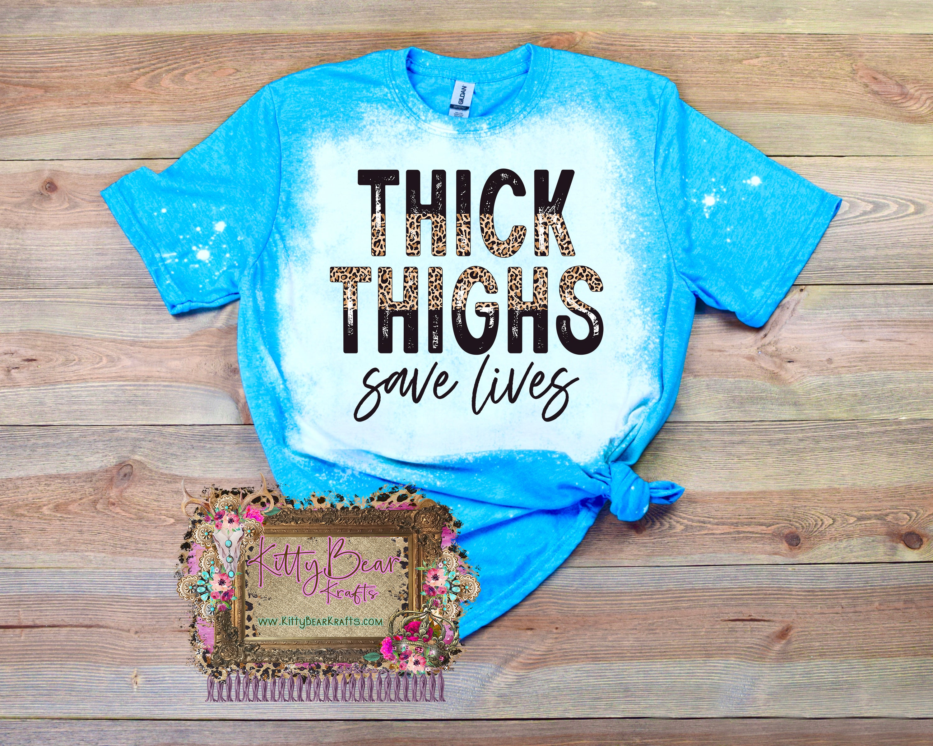 Thick Thighs Save Lives Leopard Bleached T-Shirt