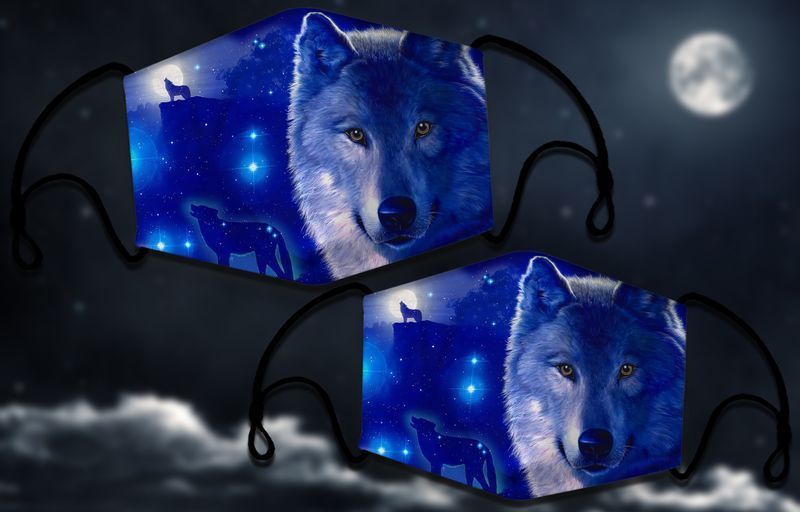 Wild Wolf Howling Face Covering For Wolf Lovers Animal Gift Cotton Mask 1-10 Pcs For Kid & Adult All Over Print Face Mask Covering For Adults And Kids