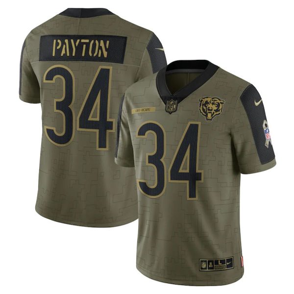 Men’S Chicago Bears Walter Payton Nike Olive 2021 Salute To Service Retired Player Limited Jersey