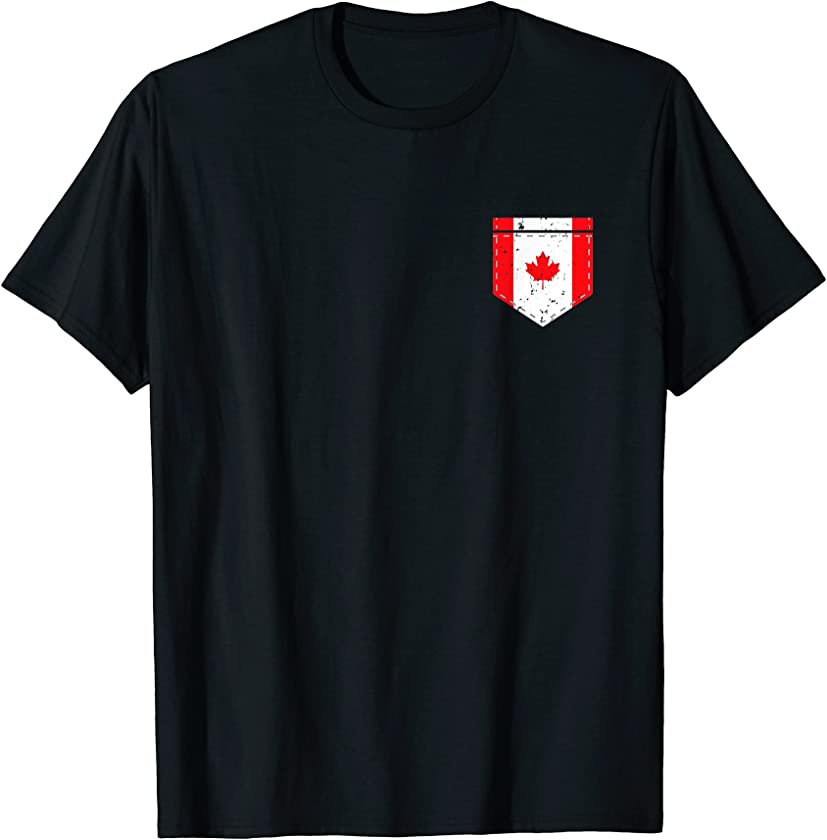 Vintage Pocket Canada Flag Canadian Maple Leaf T-Shirt