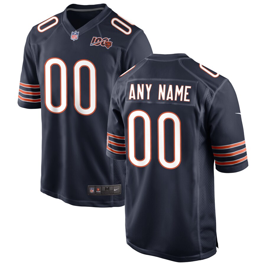 Chicago Bears Nike 2019 100th Season Custom Game Jersey – Navy