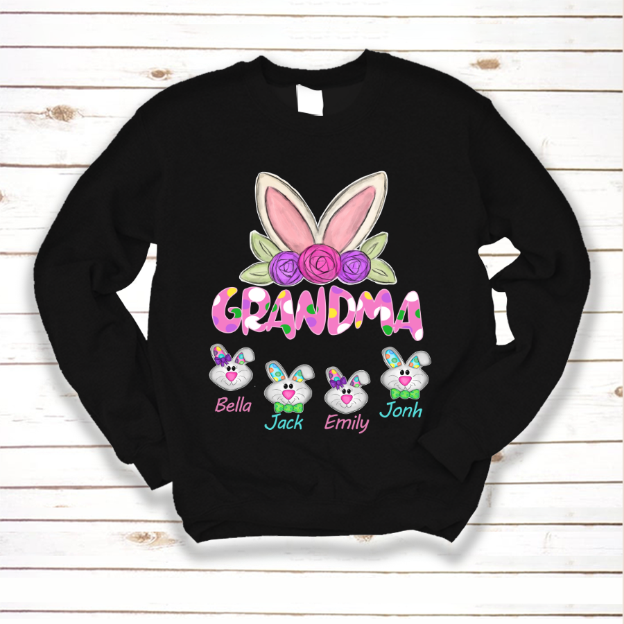 Personalized Grandma Bunny Cute With Grandkids Easter Sweatshirt