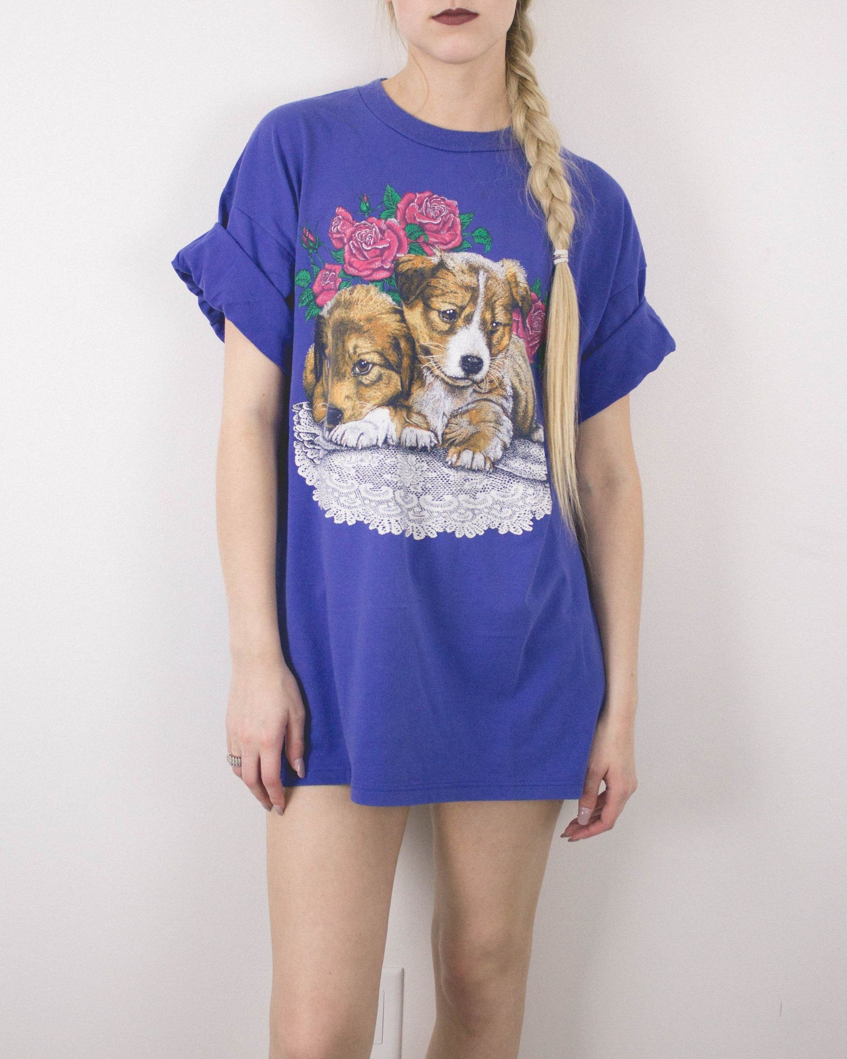 Vintage 1994 Puppy Dog Floral Shirt