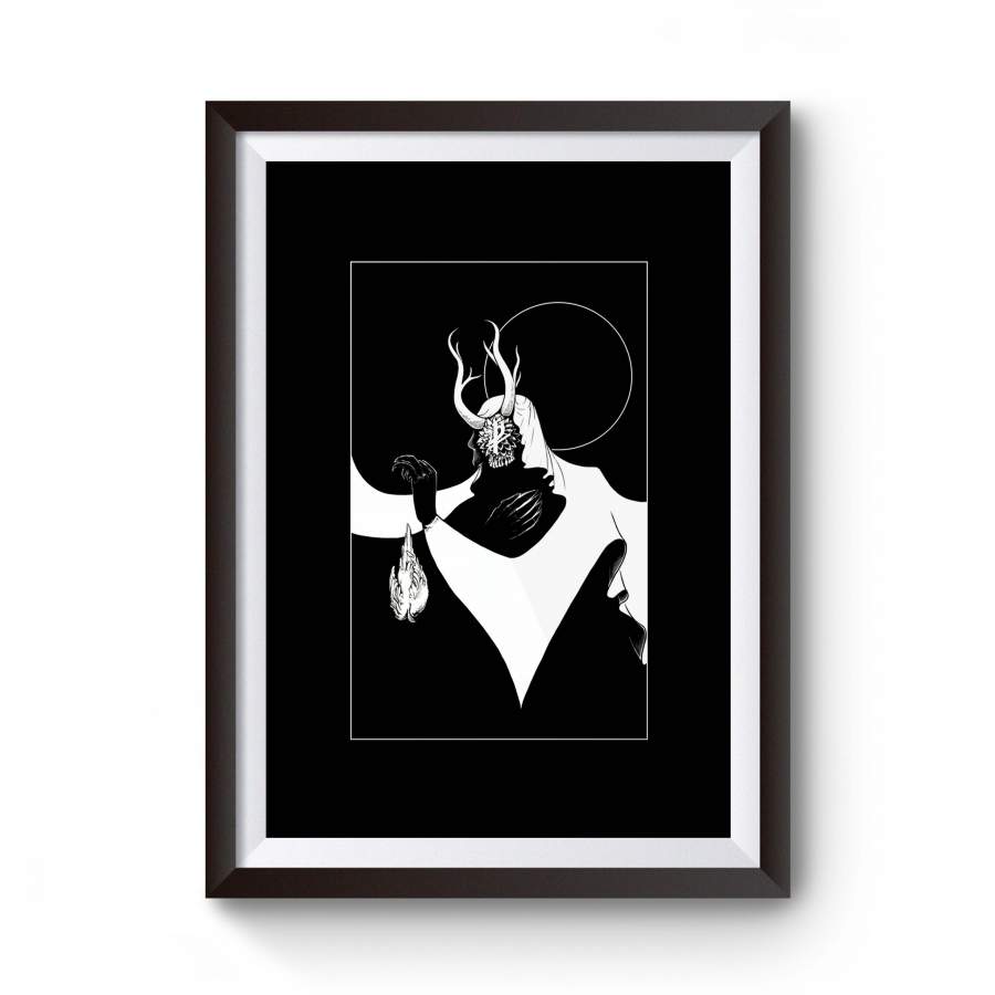 Stillness Giclee Art Occult Black Metal Minimal Bird Flower Symbol Clean Skull Aesthetic Poster