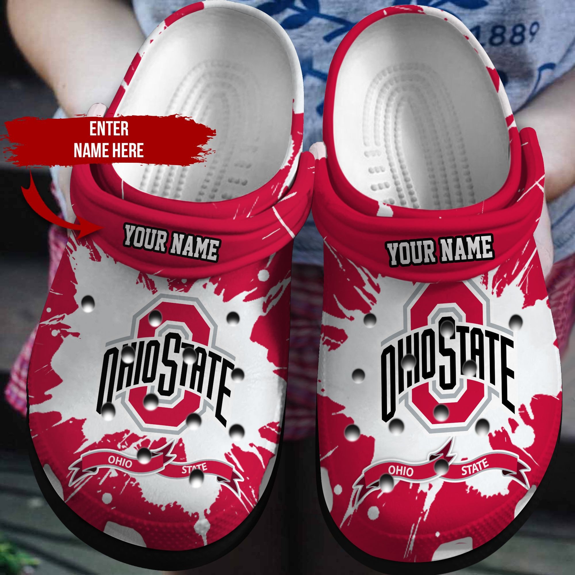 Ohio State Custom Name Clogs Clogband Clog Comfortable Water Shoes