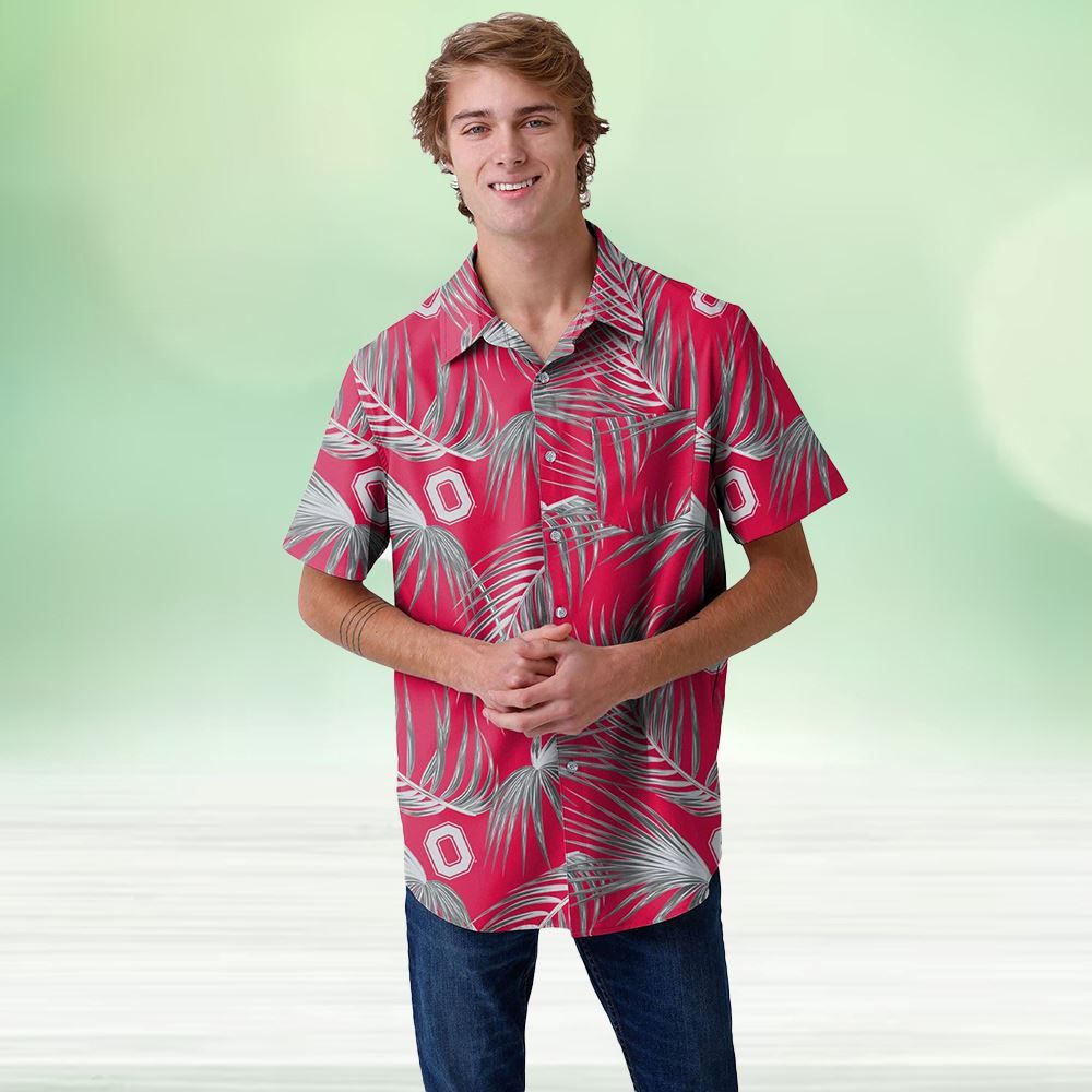 Ohio State Buckeyes Themed Hawaiian Button Up Shirt