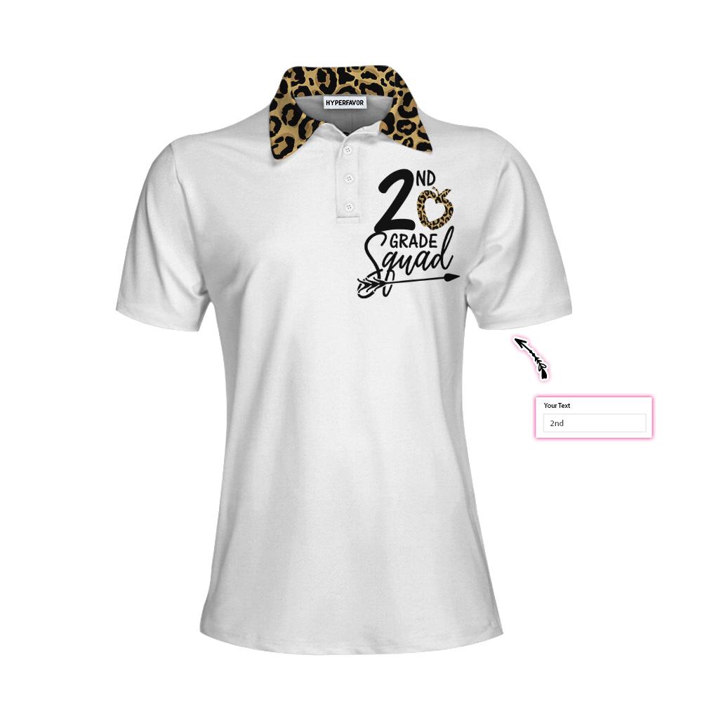 Customized Squad Team Leopard Custom Short Sleeve Women Pholo Shirt