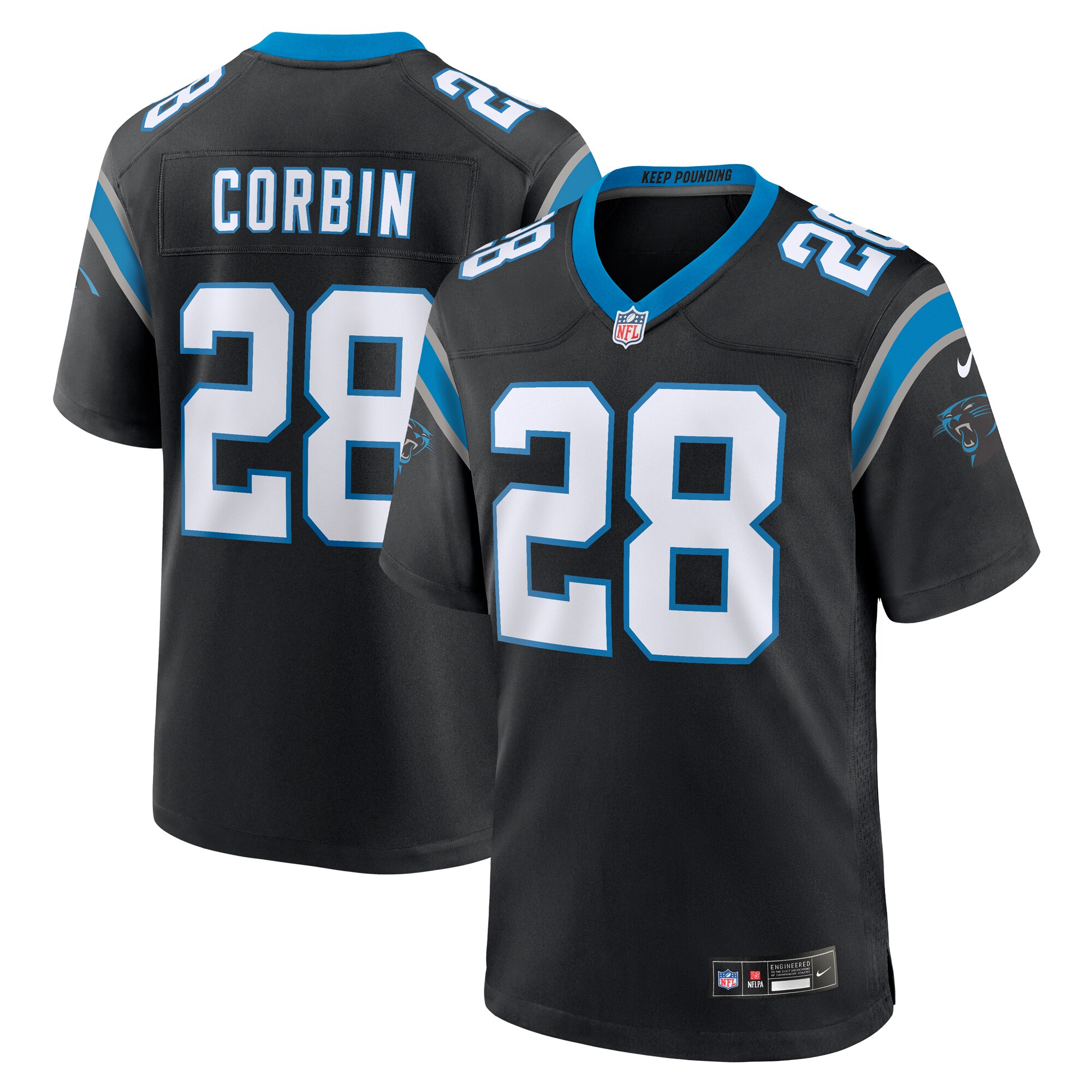 Jashaun Corbin Carolina Panthers Team Game Jersey – Black