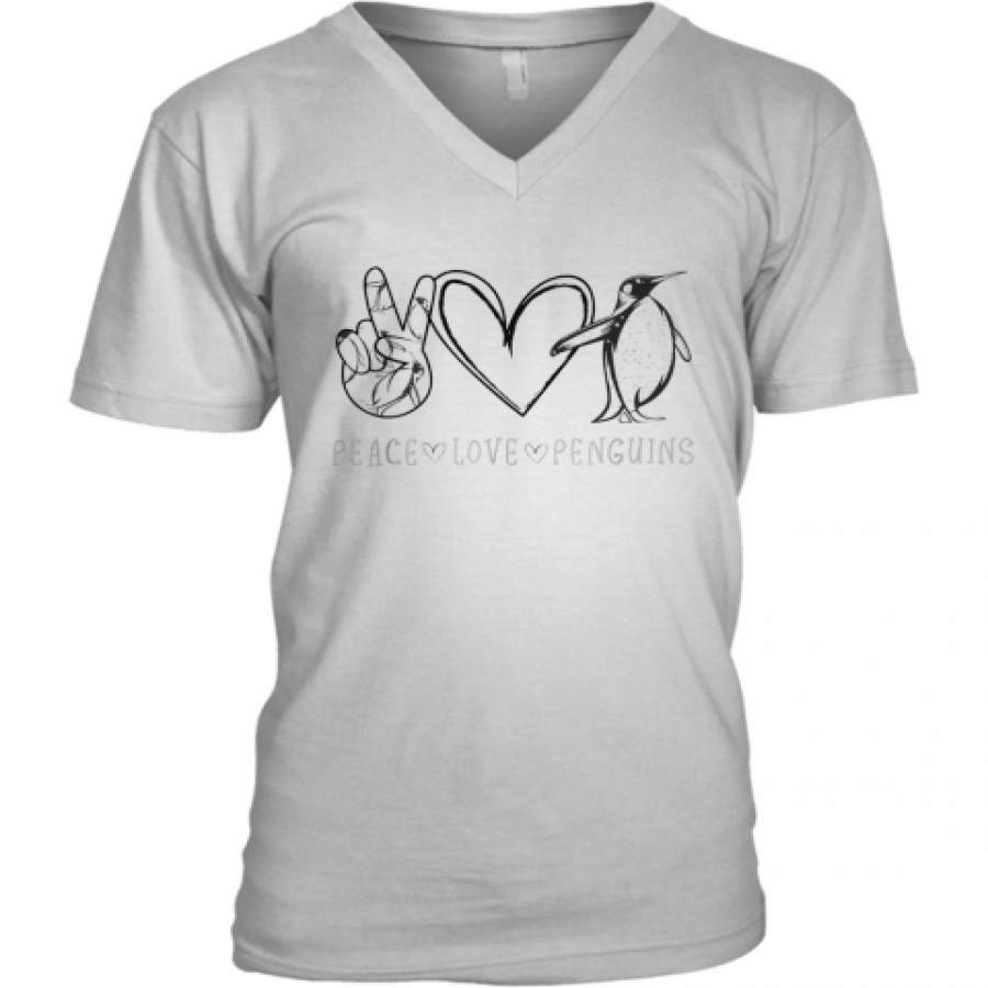 Peace Love Penguins V-Neck T-Shirt