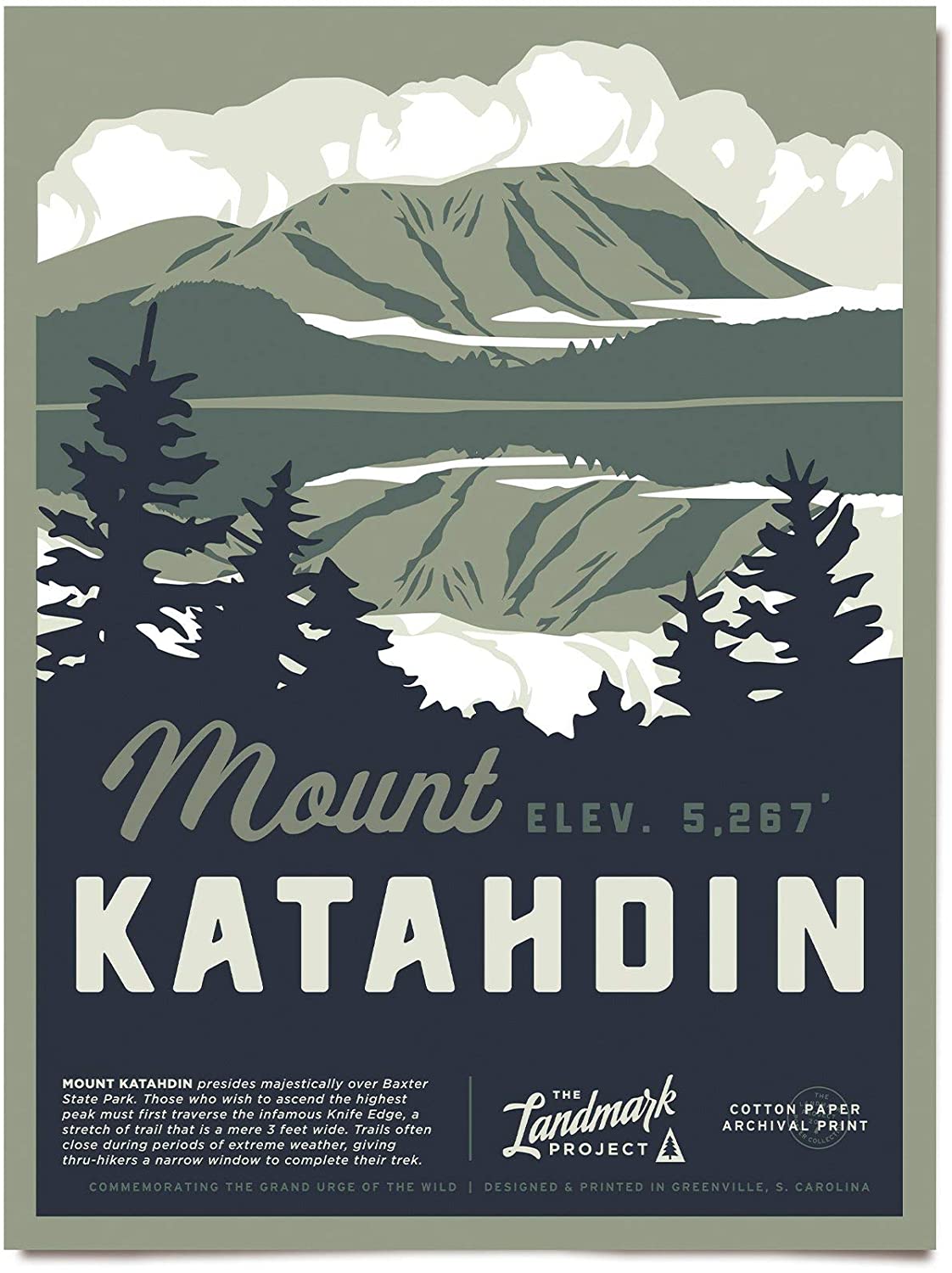 Travel Mount Katahdin Visit Maine Poster Art Print      Home Decor Gift For Men Women Family Friend On Birthday Xmas