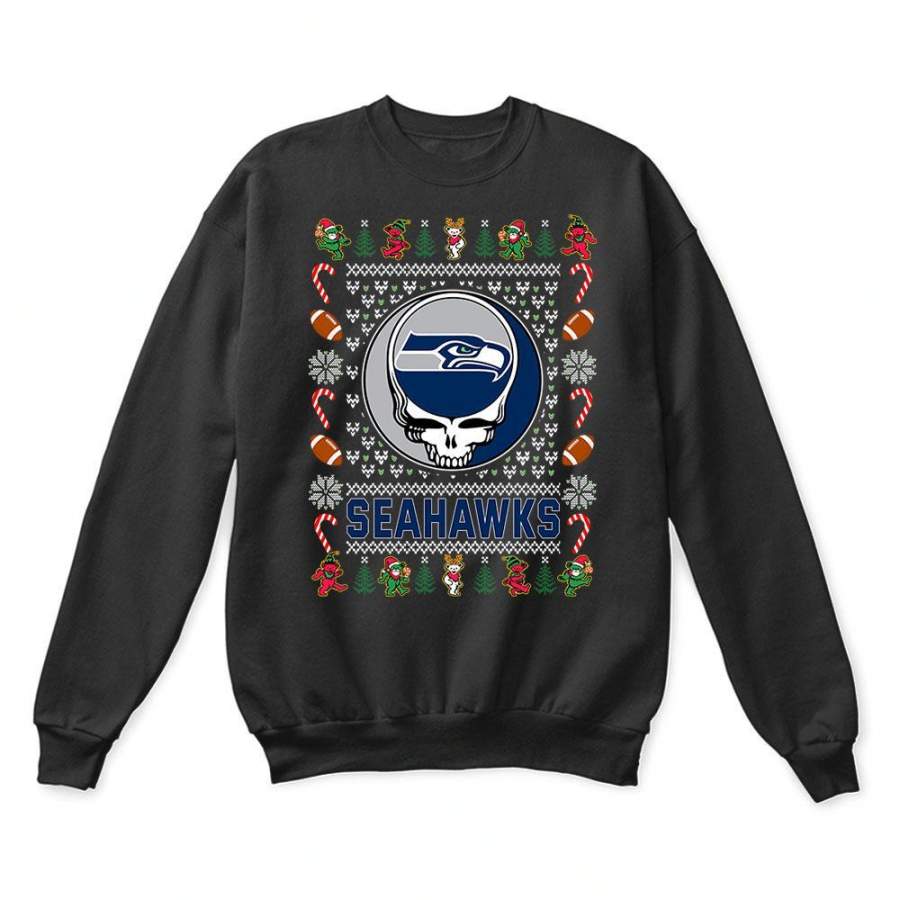 Seattle Seahawks x Grateful Dead Christmas Ugly Sweater