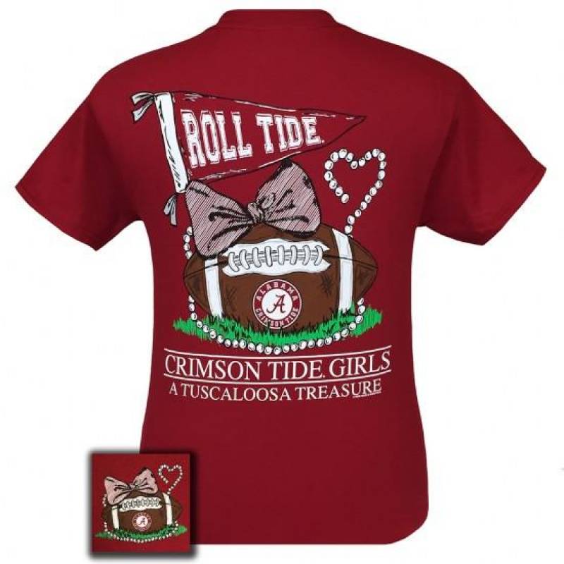 Alabama Crimson Tide Tuscaloosa Treasure Pearls Bow T-Shirt