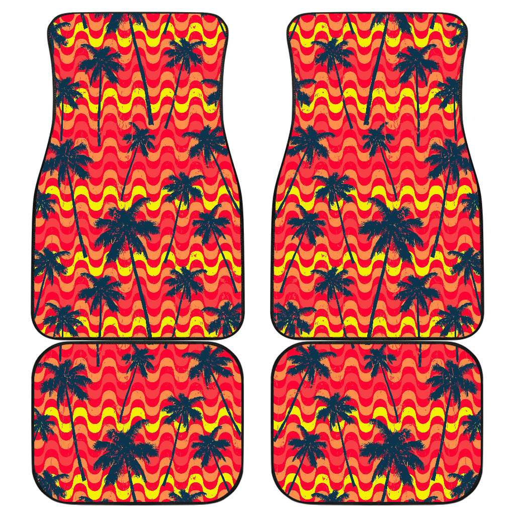 Trippy Palm Tree Pattern Print Front And Back Car Floor Mats, Front Car Mat