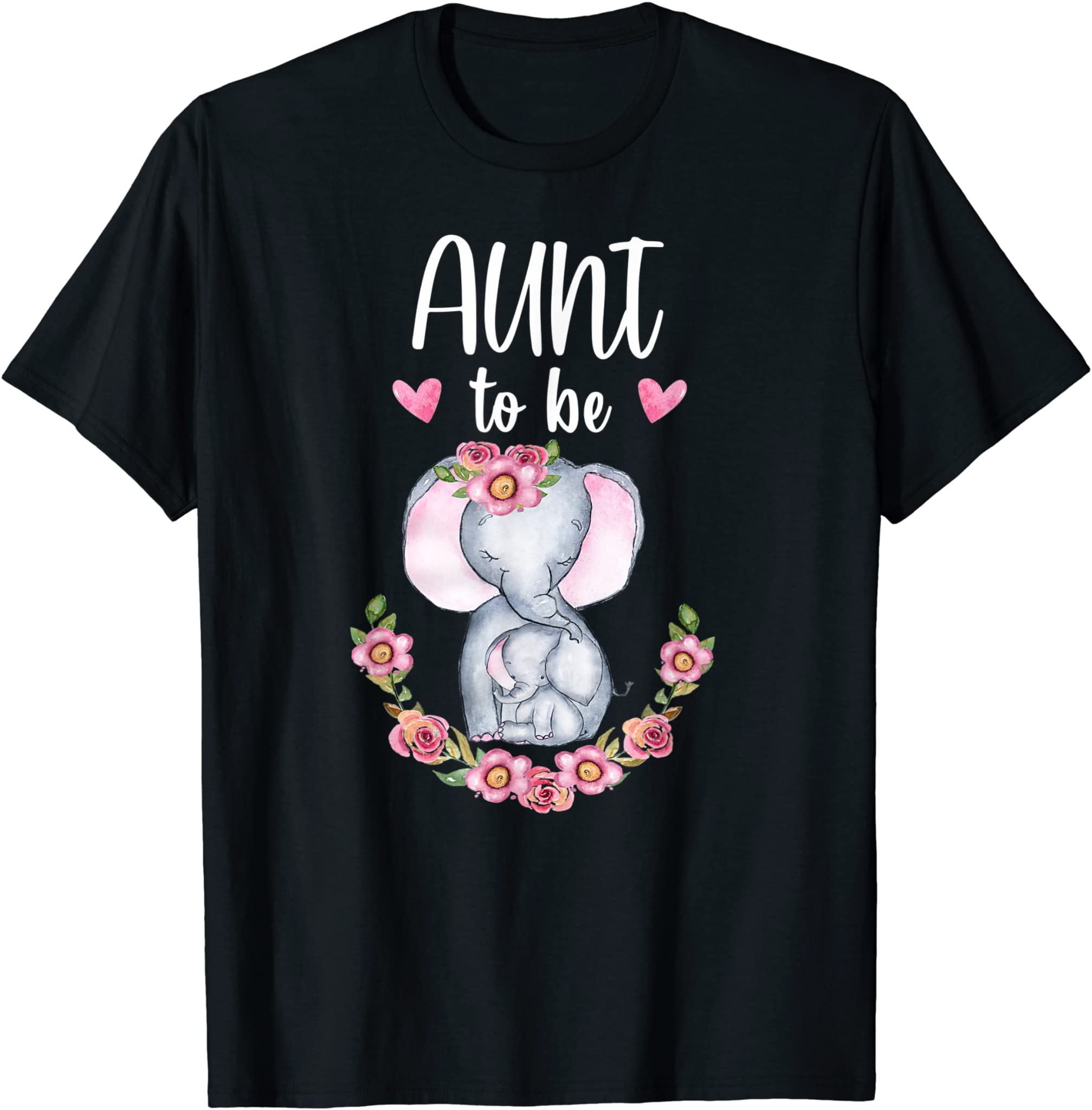 Aunt To Be Elephant Baby Shower Floral T-Shirt