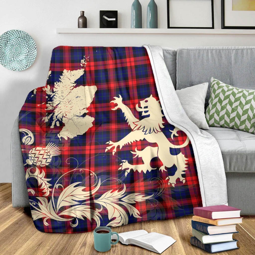 Tartan Blanket Maclachlan Modern Tartan Scotland Lion Thistle Map Plaid Blanket