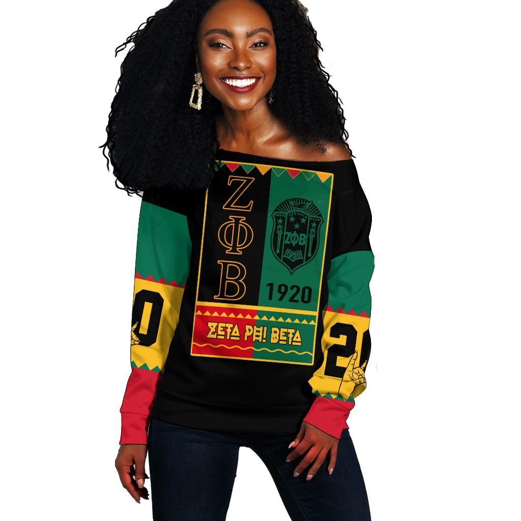 Sorority Sweatshirt – Zeta Phi Beta Black History Month Off Shoulder