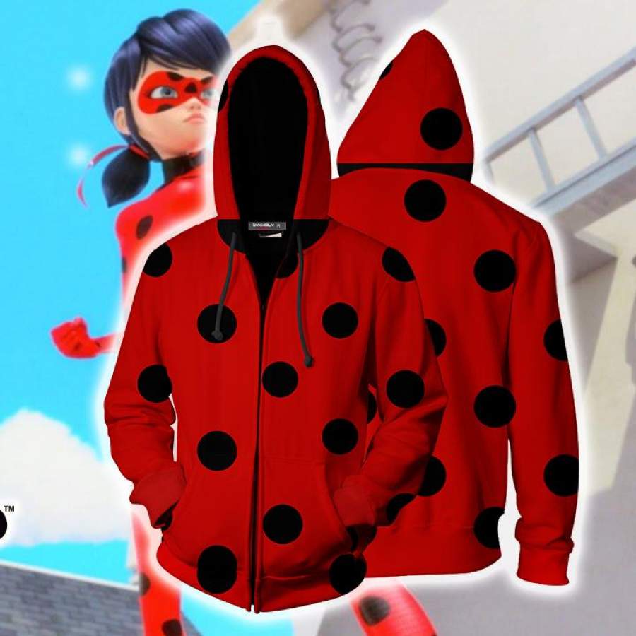 Ladybug Suit Miraculous Tales Of Ladybug & Cat Noir Fan Zip Up Hoodie