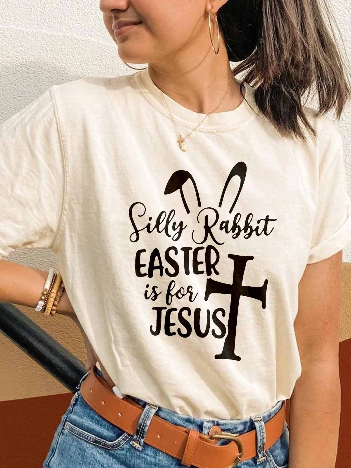 Women’S Silly Rabbit Easter Is For Jesus Long Sleeve Crew-Neck T-Shirt