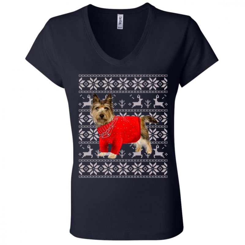 Cairn Terrier Ugly Christmas 2018 Sweater Women V-neck T-shirt