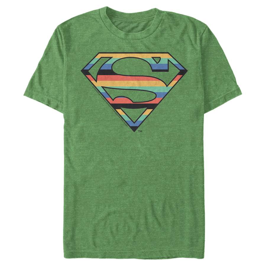 Superman Men’s Logo Retro Stripe  T Shirt