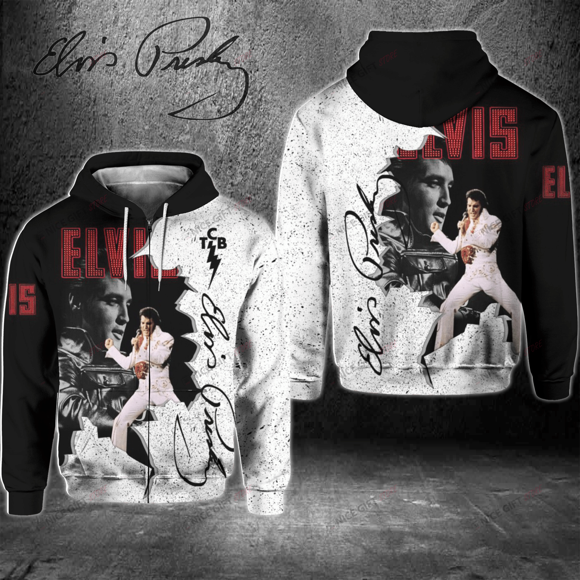 Elvis Presley Zip Hoodie 3D 3Zh-R0W7