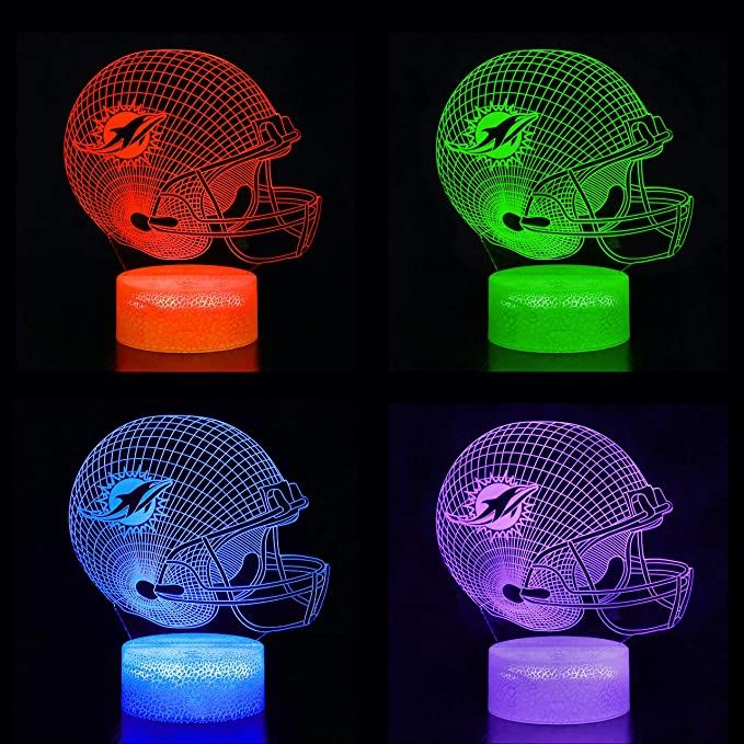 Miami Dolphins 3D Night Light with 7 Colors and Touch Sensor