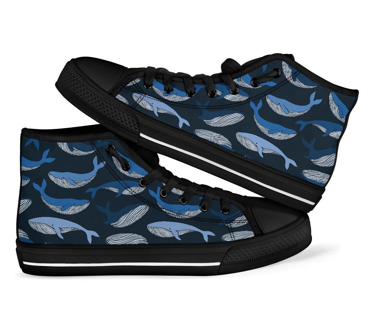 Humpback Whale Pattern Print Men Women’S High Top Shoes