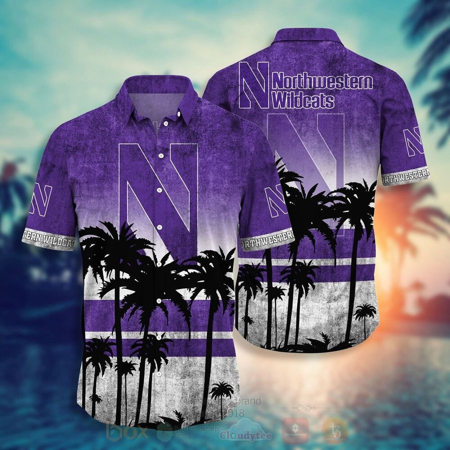 NCCA Northwestern Wildcats Coconut Tree Trendy Hawaiian Shirt Aloha Shirt