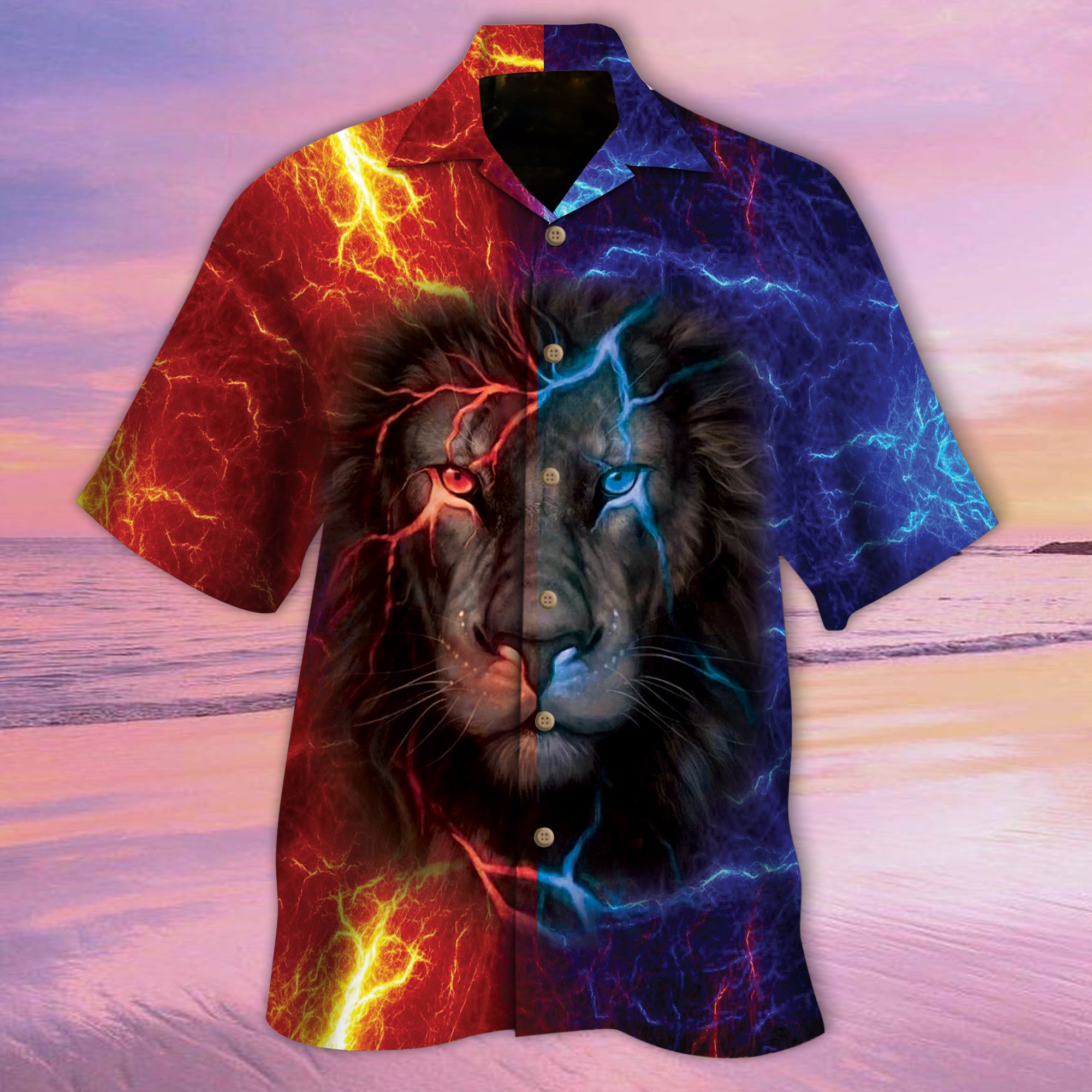 Two-Color Lion Hawaiian Shirt – Mc045