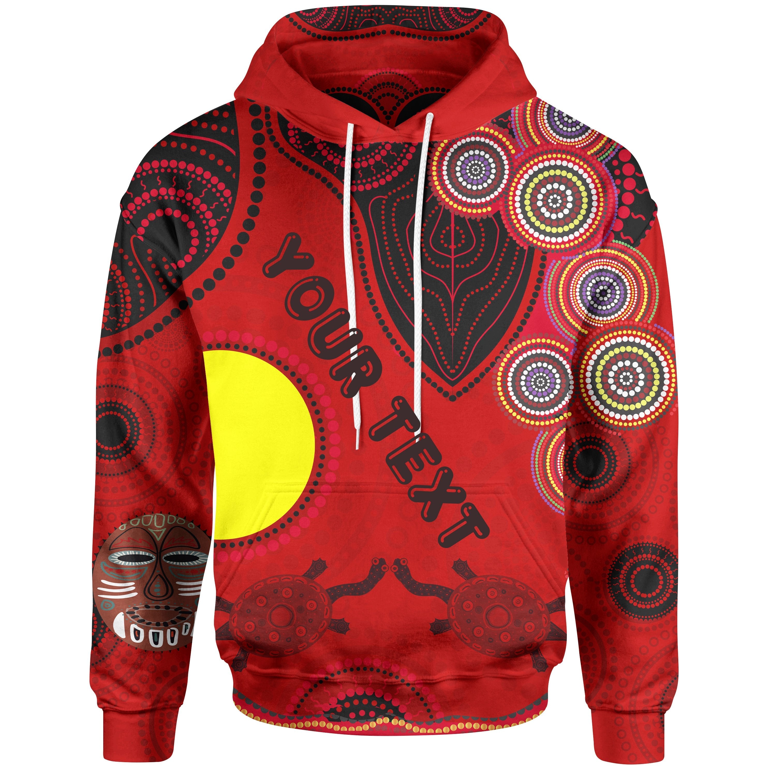 (Custom Text) Hoodie – Aboriginal Animal Dot Pattern