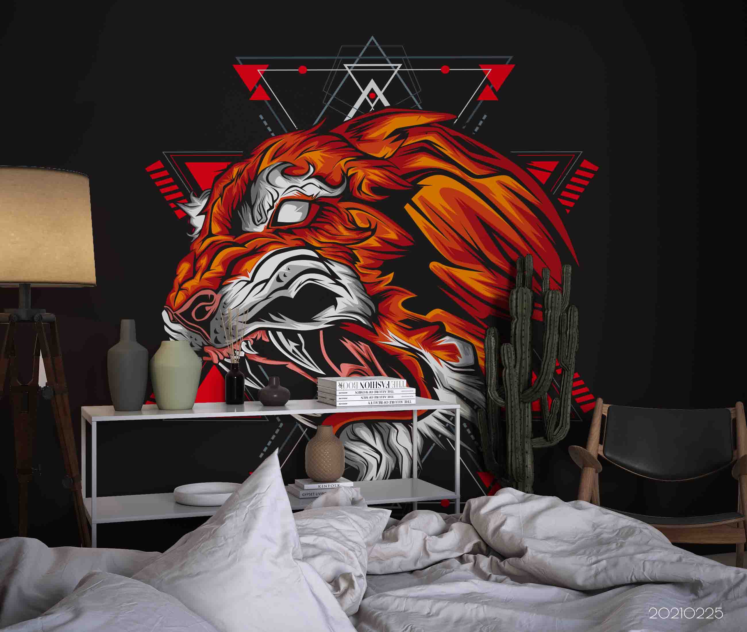 3D Cartoon Animal Tiger Wall Mural Wallpaper Lqh 241