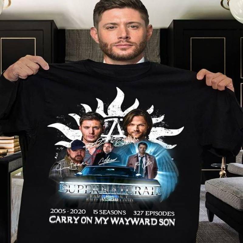 Supernatural carry on my wayward son car casts signed for fan t shirt
