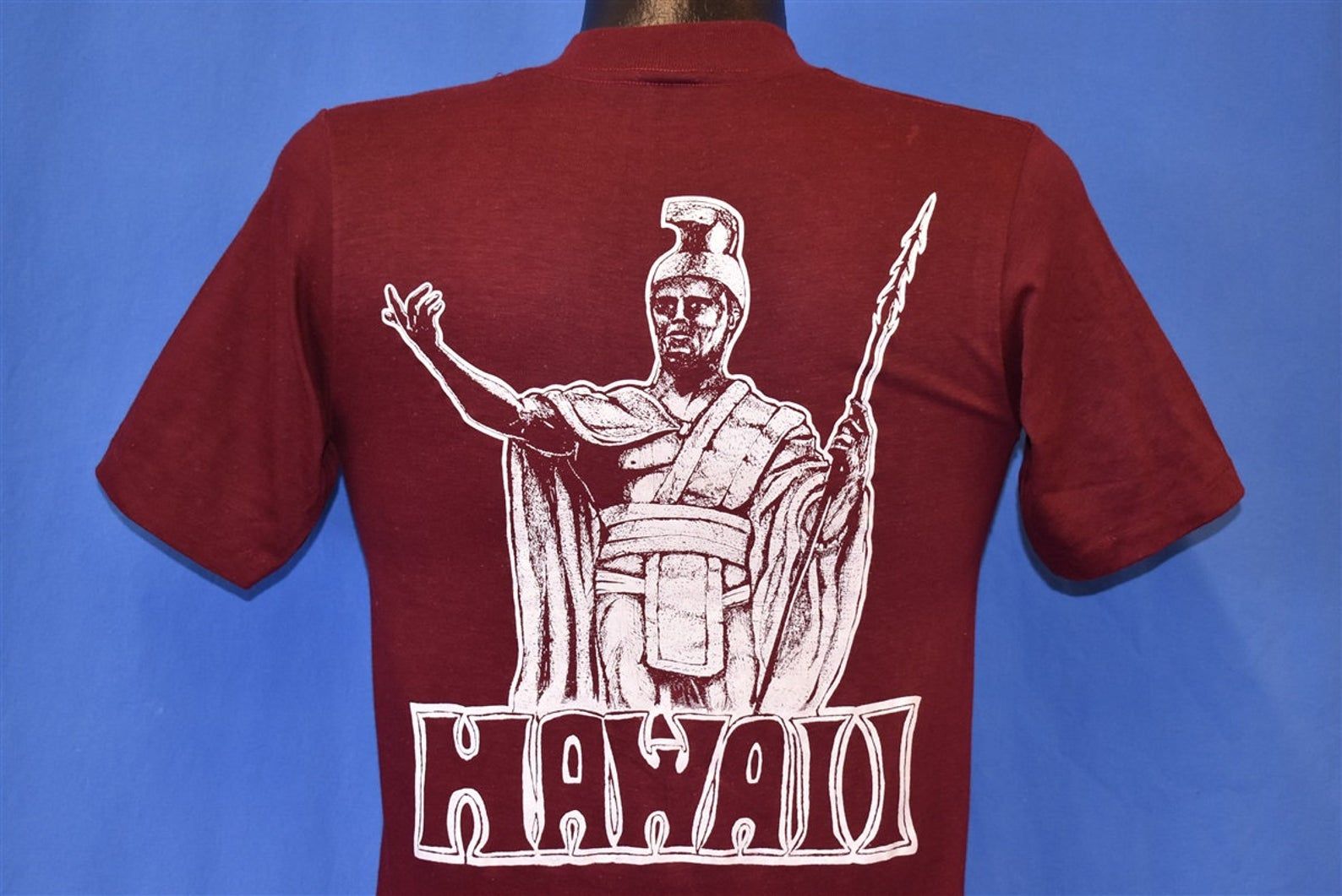 70S Hawaii King Kamehameha Sandals Maroon T-Shirt Extra