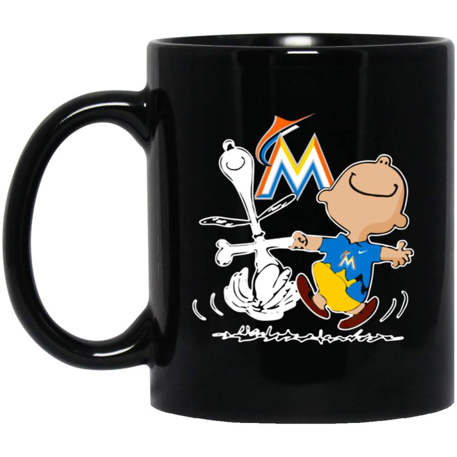 Charlie Brown & Snoopy Miami Marlins Mug 11 oz 15 oz Black Mug