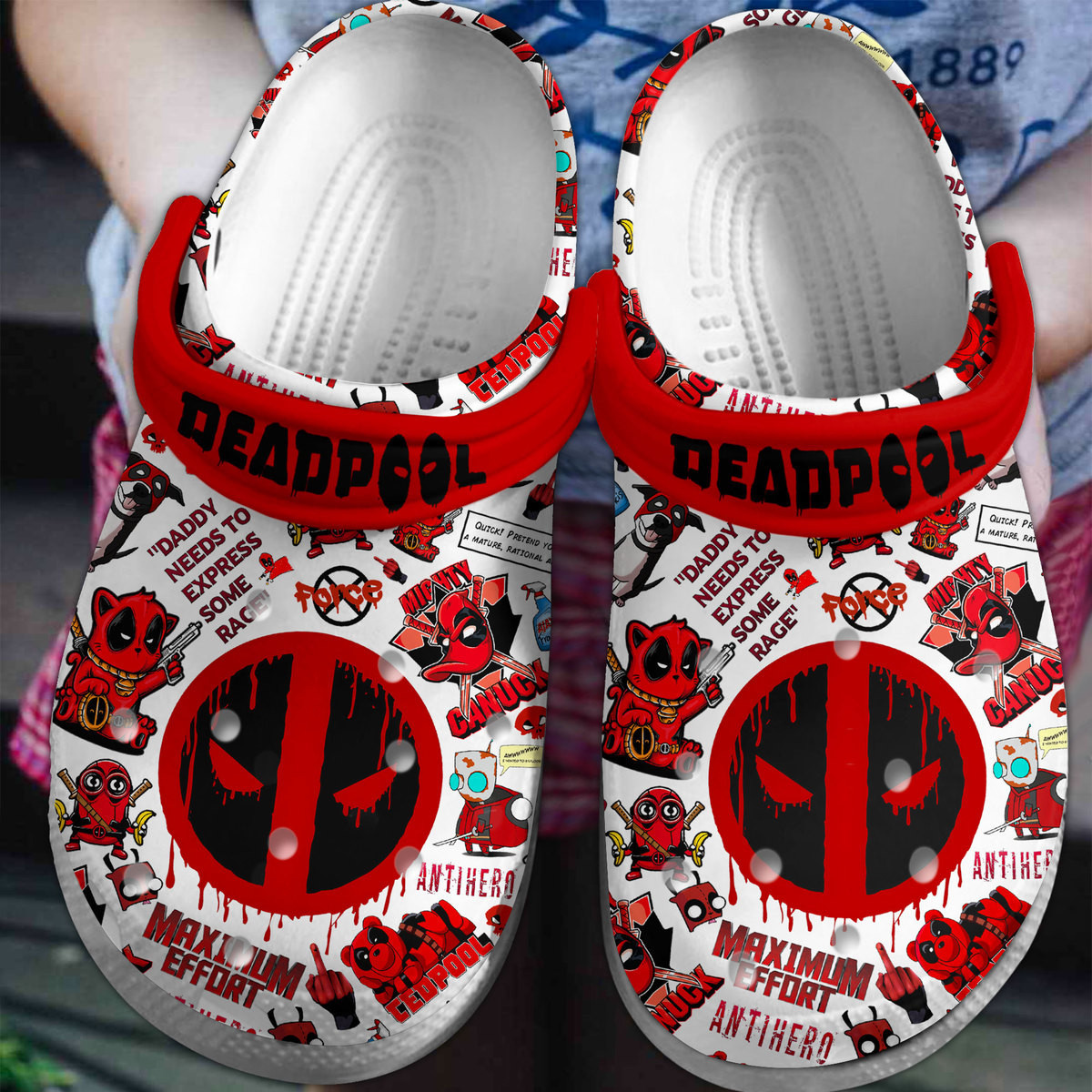 Deadpool Movie Crocs Crocband Clogs Shoes Comfortable For Men Women and Kids