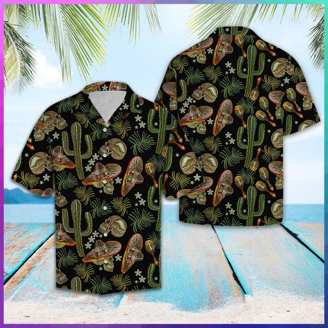 Skull Love Cactus Hawaii Shirt Made In Summer Beach Shirts Ha54805