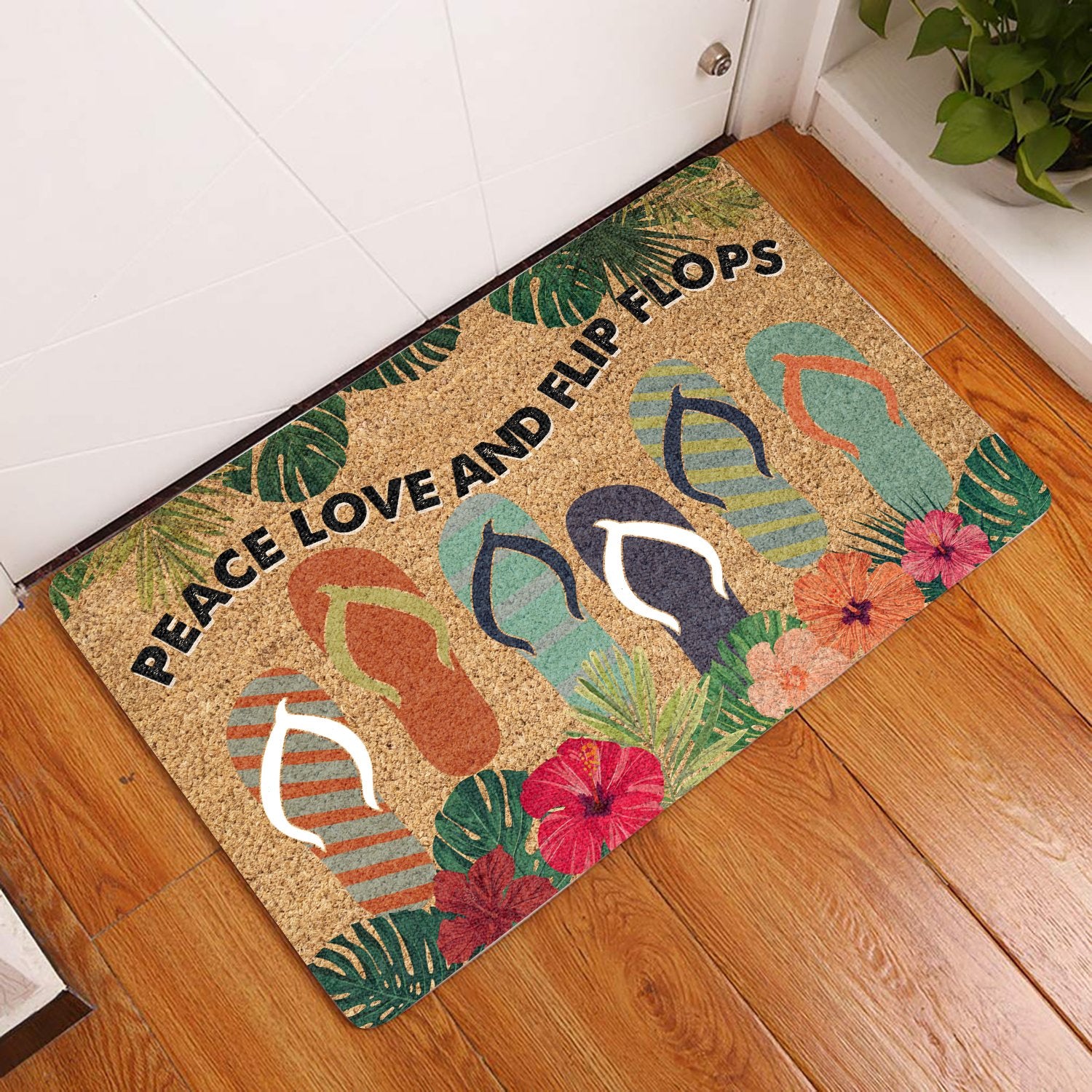 Peace Love Flip Flops All Over Printing Doormat Pre1970